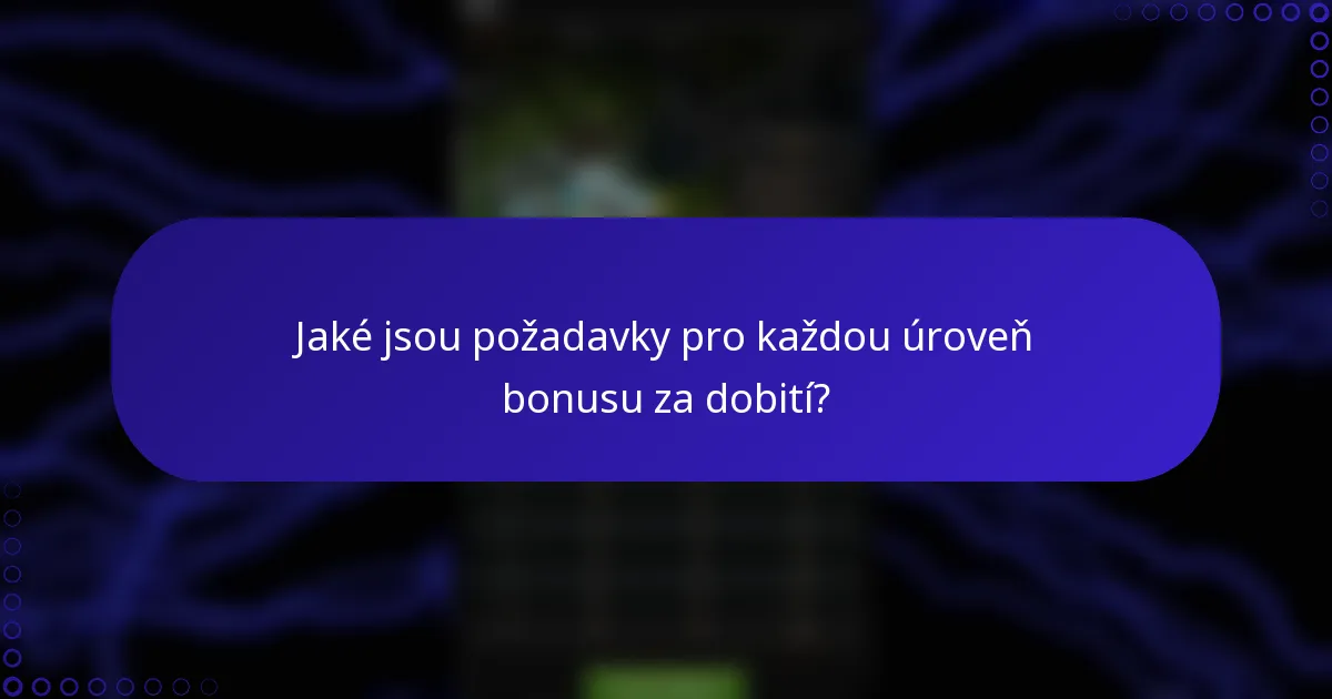 Jaké jsou požadavky pro každou úroveň bonusu za dobití?